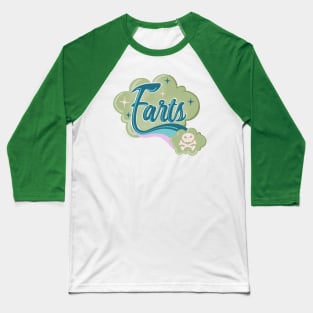 Farts Green Poison Cloud Kawaii Skull and Crossbones Baseball T-Shirt